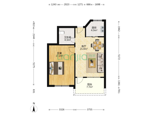 城东社区小垄 1室1厅1卫 60平方