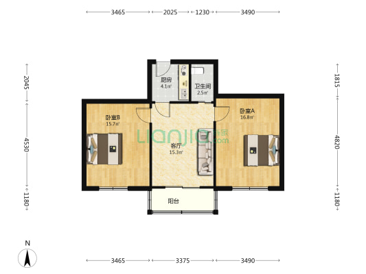 七弦河 2室1厅1卫 70平方