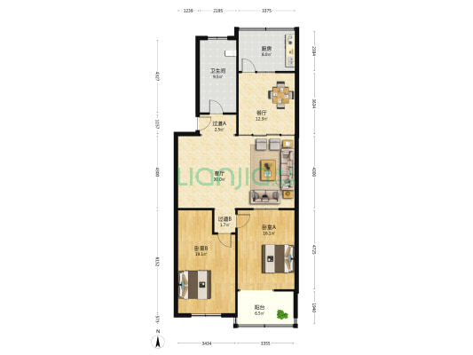 文化东路25-7号 2室2厅1卫 123平方