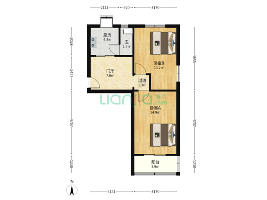 偏坡楼 2室0厅1卫 58平方