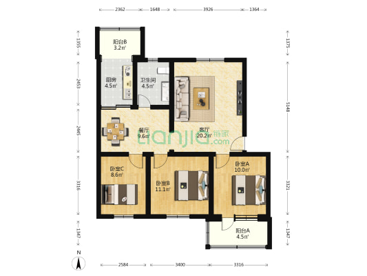 燕青小区 3室2厅1卫 101平方