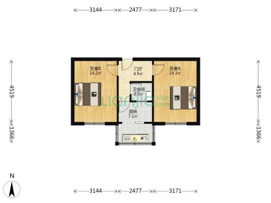 交通局宿舍 2室0厅1卫 53平方