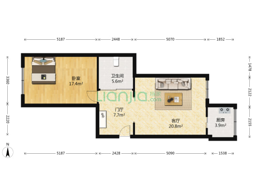 文端小区 1室1厅1卫 86平方