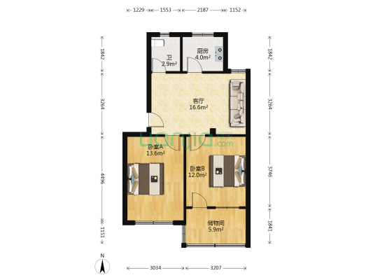 财政局家属院 2室1厅1卫 66平方