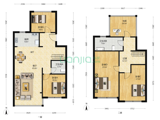 龙湖阳光城云峰原著B11 5室1厅2卫 104平方