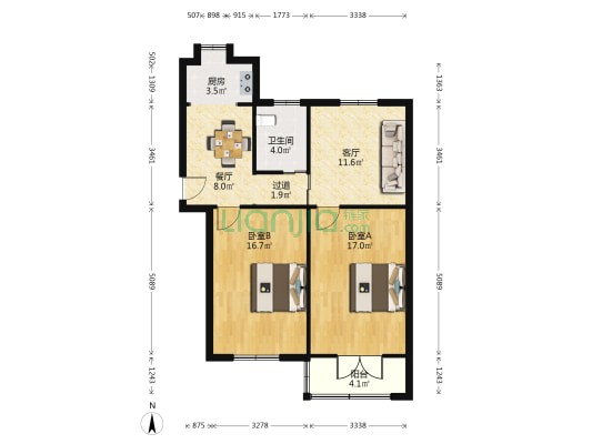 马塍路16号 2室2厅1卫 81平方