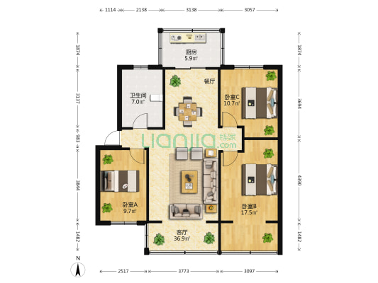 盘龙新村12号 3室1厅1卫 85平方