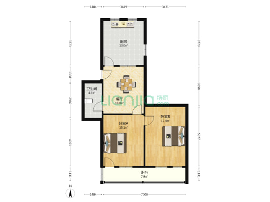 文秀新村 2室1厅1卫 80平方
