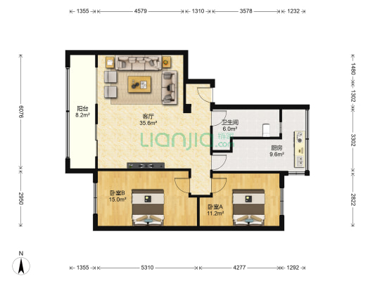 财政厅家属院（甘南路） 2室1厅1卫 90平方