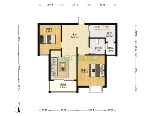 金水丽苑 2室1厅1卫 89平方