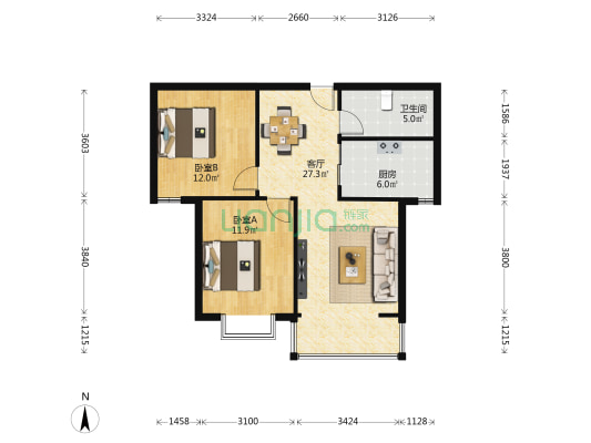 陇亨小区 2室1厅1卫 93平方