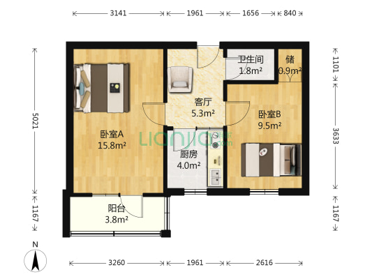 汉江里 2室1厅1卫 49平方