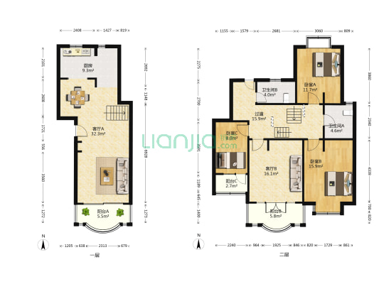 上大阳光乾宁园 3室2厅2卫 153平方