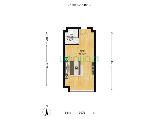 长麦大街幸福里东区 1室0厅1卫 40平方
