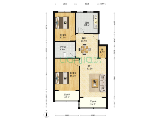 安顺苑 2室2厅1卫 102平方