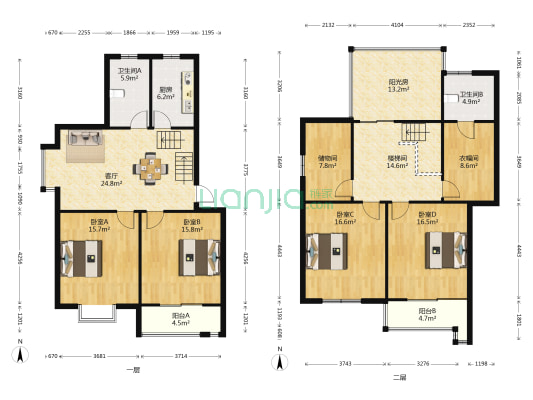 群星花园 4室1厅2卫 174平方