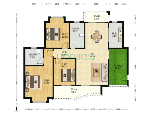 海南天鹅湾南区 3室1厅2卫 150平方