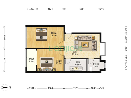 襄城公路段家属院 2室1厅1卫 121平方