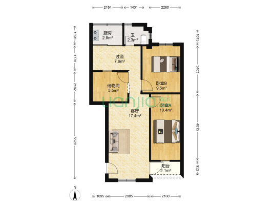 秋菊巷 2室1厅1卫 64平方