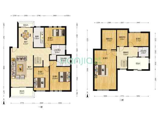 都市宜家苑 5室2厅3卫 155平方