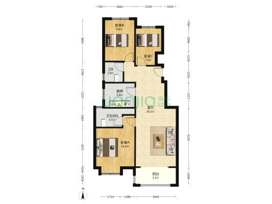 远景•玖礼方园 3室1厅2卫 99平方