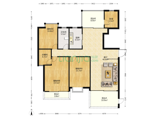 亚迪二村一区 1室1厅1卫 160平方