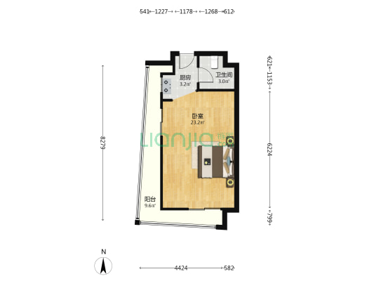港基城市广场 1室0厅1卫 59平方