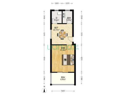嘉园城市心境 1室1厅1卫 45平方