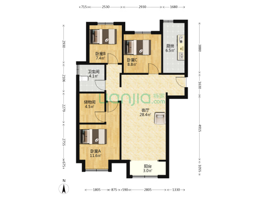 水山樾城 3室1厅1卫 112平方