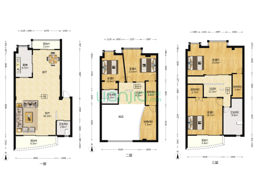 香江明珠 4室1厅3卫 165平方