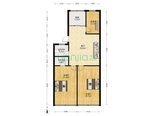 越泉建东中路 3室1厅2卫 109平方