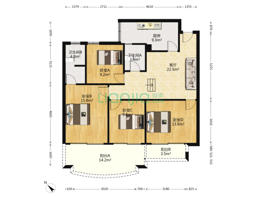 金华苑 4室1厅2卫 131平方
