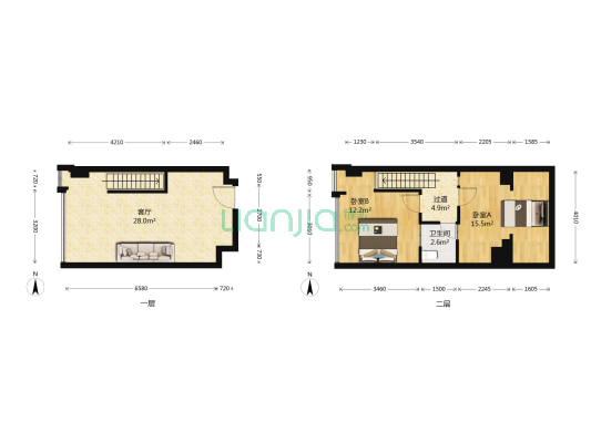 喜临门商业广场 2室1厅1卫 42平方