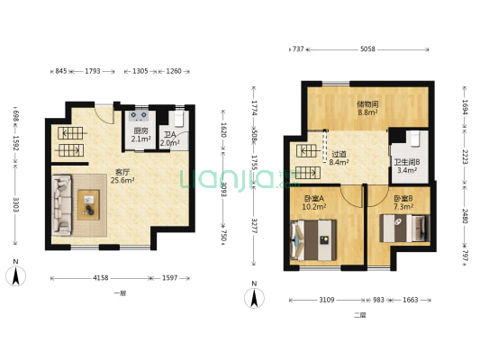 印象M公馆一期 2室1厅2卫 51平方