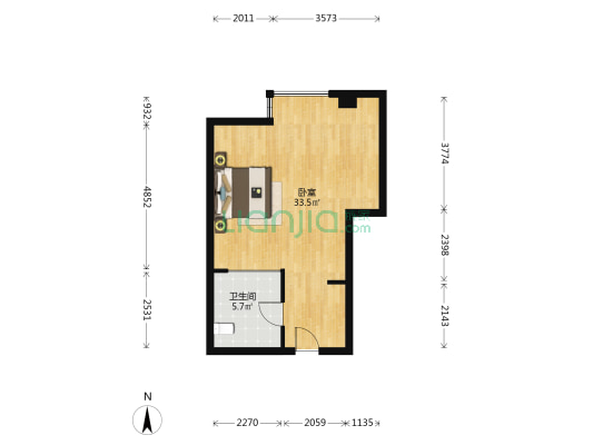 金山万达海汇街 1室0厅1卫 62平方