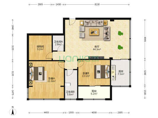 农业局家属院（小西湖西街） 2室1厅2卫 134平方