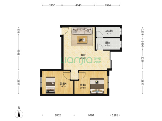 南洲花苑东区 2室1厅1卫 68平方