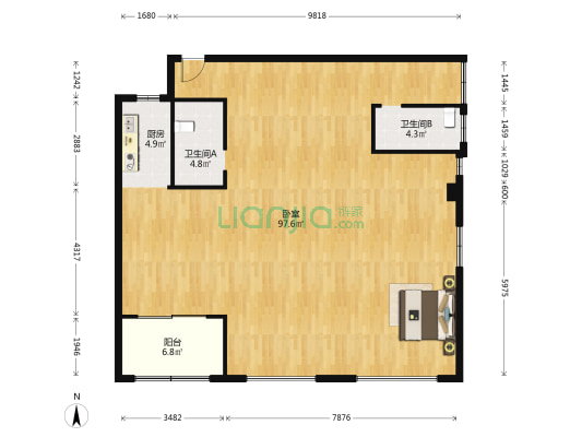 鑫远悦城 1室0厅2卫 149平方