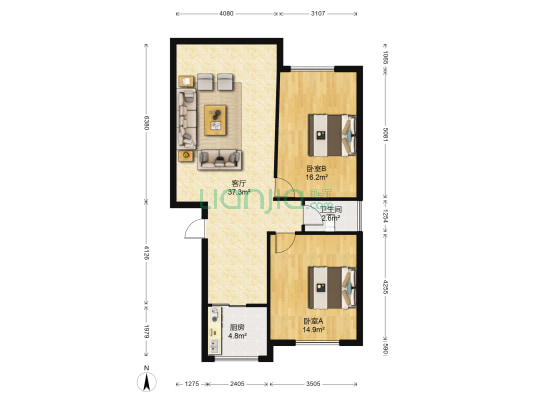 信华村 2室1厅1卫 92平方