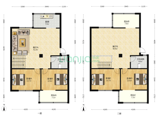 残联院 4室2厅2卫 197平方