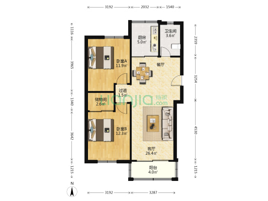 桑达园小区南区 2室1厅1卫 81平方
