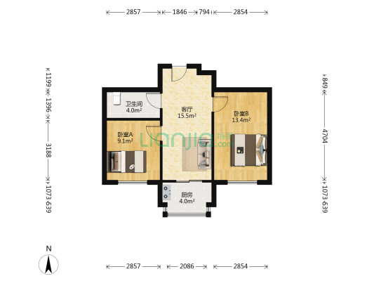汉生经典家园 2室1厅1卫 57平方