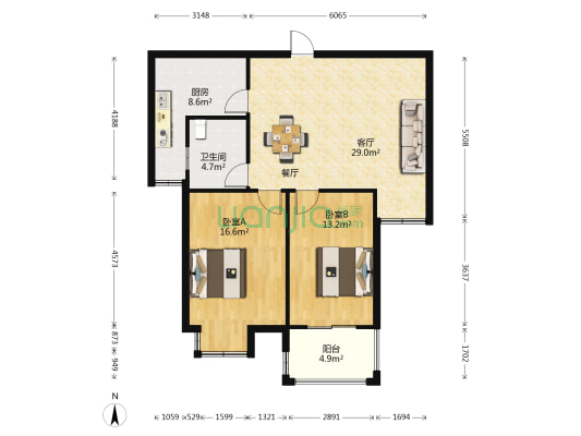 华新壹品御元 2室1厅1卫 97平方