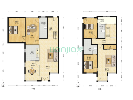 锦诚花园 4室3厅3卫 154平方