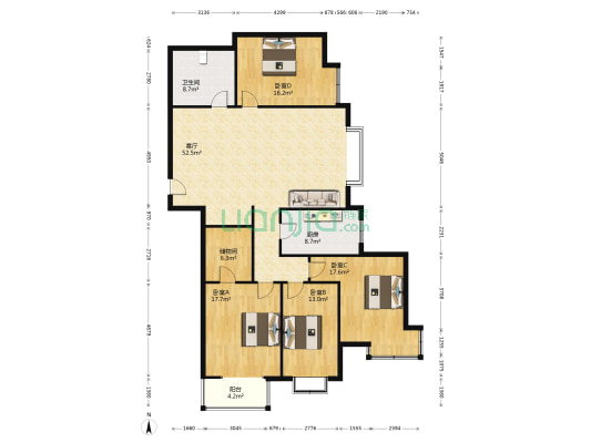 绿苑小区 4室1厅1卫 190平方