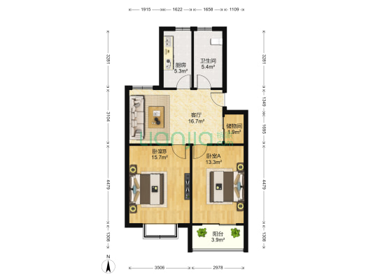 欧典家园 2室1厅1卫 78平方