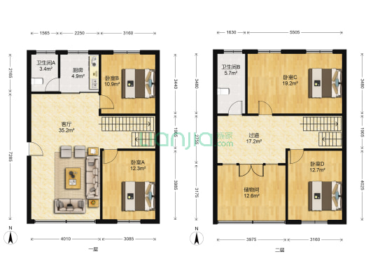 林峰苑 4室1厅2卫 152平方