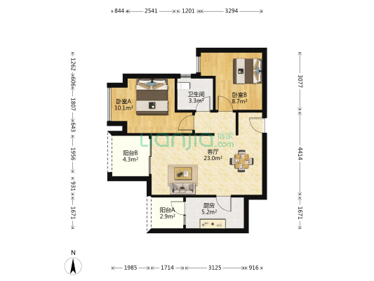 璧山金茂悦 2室1厅1卫 70平方