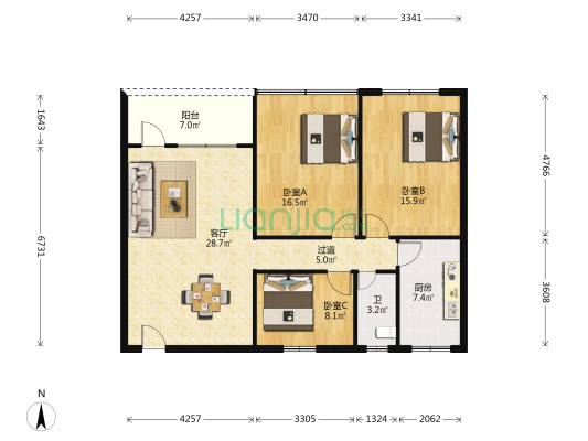 乐安怡乐花园 3室1厅1卫 118平方