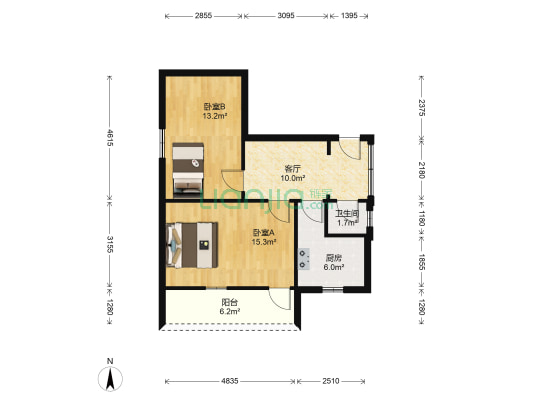 罗家巷 2室1厅1卫 59平方